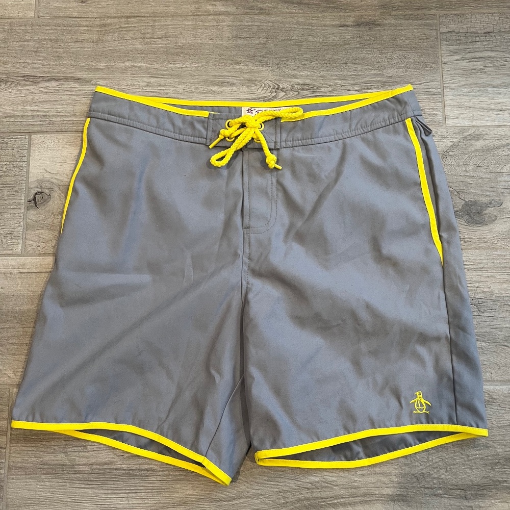 Penguin Men’s Swim Trunks - Grey/Yellow